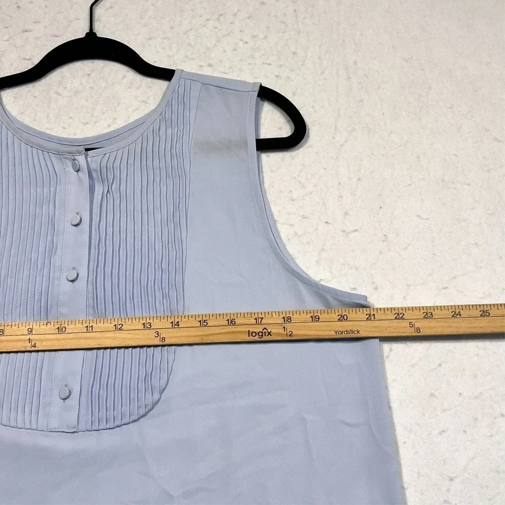 J. Crew Top Sleeveless Blouse Tuxedo Lightweight Blue Women's Large‎